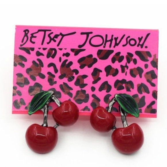 Betsey Johnson Jewelry - NWT Betsey Johnson Cherry Enamel Earrings